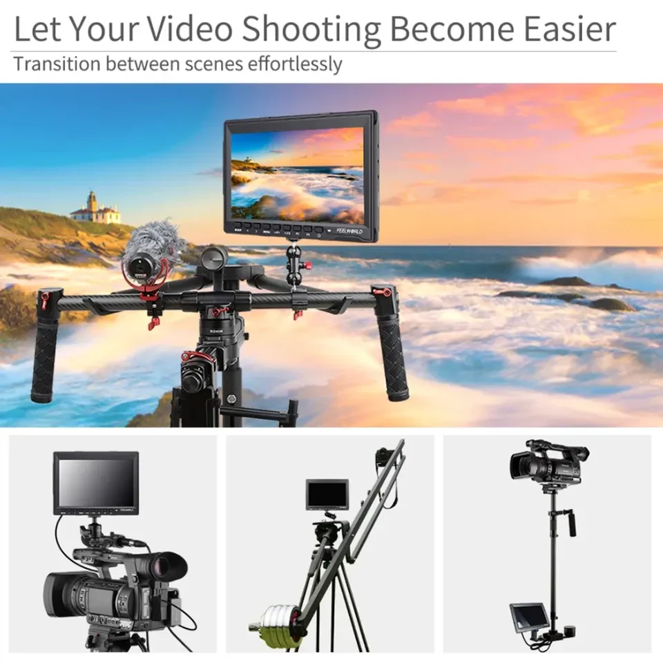 Фото Видеомонитор Feelworld FW759 IPS 1280x800 для DSLR-камер с функцией Peaking Focus, 7-дюймовый HD LCD-монитор для BMPCC, Canon, Sony №2
