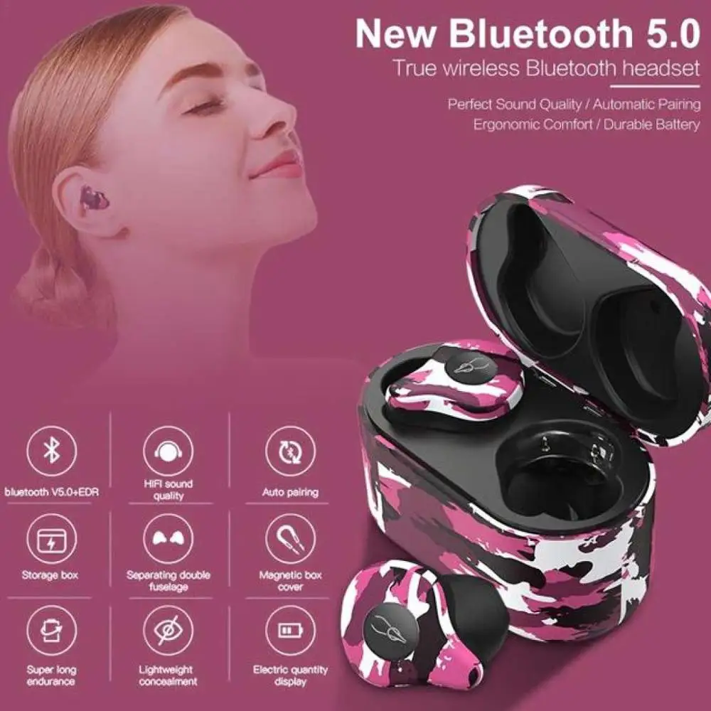 Sabbat X12 Ultra Camouflage Series True Wireless Earphone Qualcomm Bluetooth 5.0 Headset Binaural Stereo HiFi Earbuds |