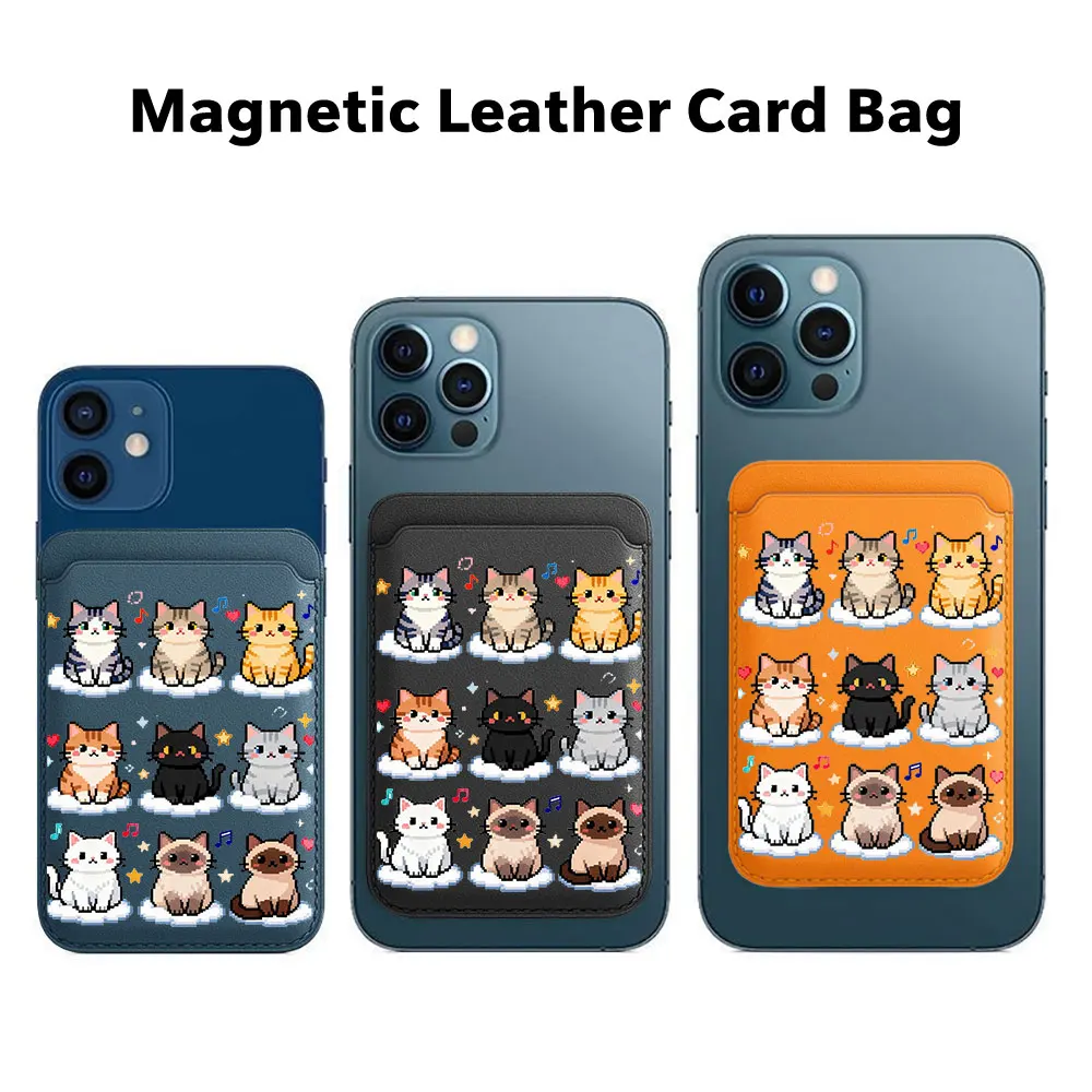 Милый мозаичный чехол-кошелек с кошачьим узором на магнитах для iPhone 17 16 Pro Max, Samsung Galaxy S26 S25 Ultra, совместимый с MagSafe (art.: 3920d85d2b827) - 3920d85d2b827