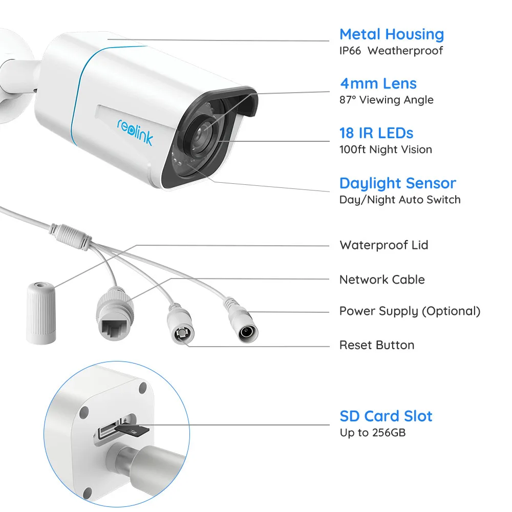  Умная ip-камера Reolink 4K 8MP PoE, наружная инфракрасная камера ночного видения, с RLC-810A обнаружения человека/транспортного средства 