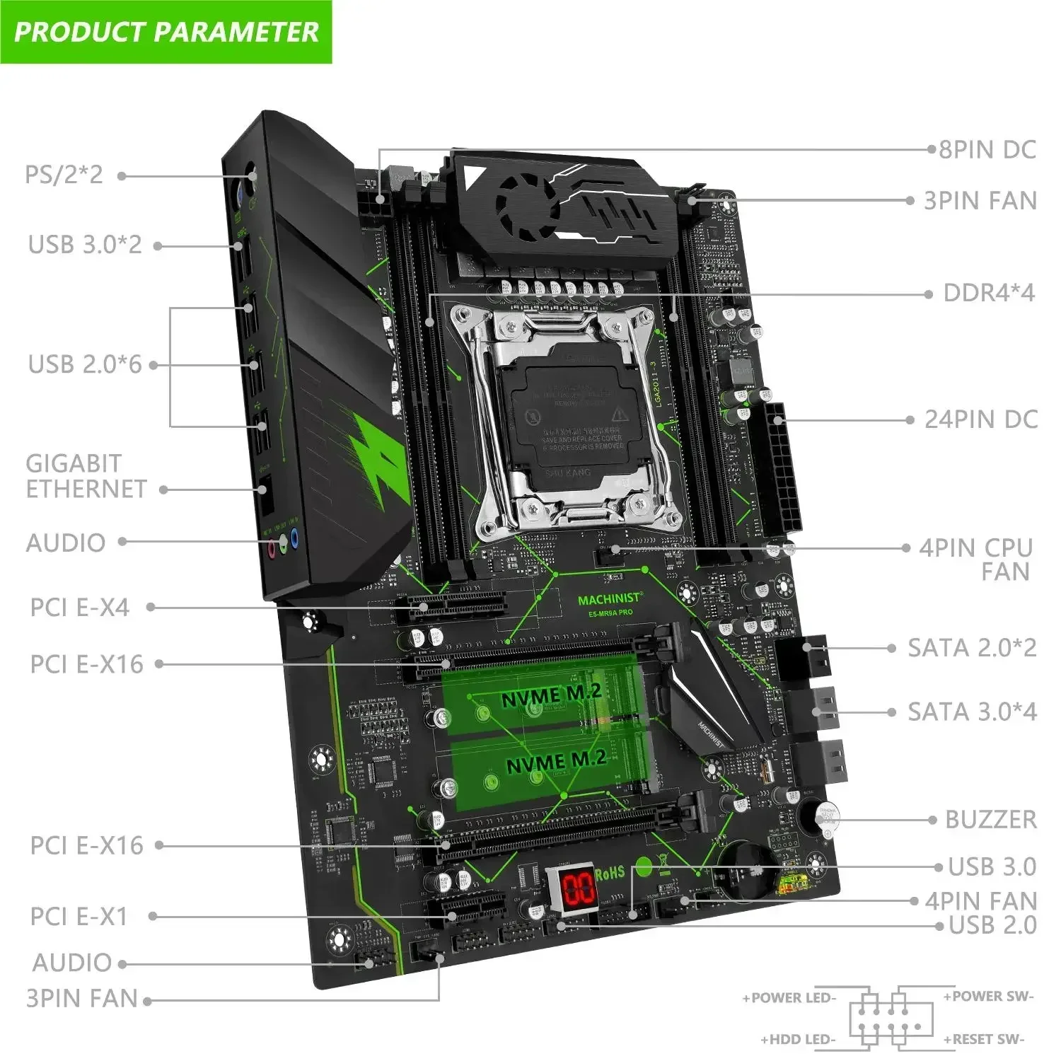 Материнская плата MACHINIST MR9A PRO с поддержкой LGA 2011-3 Xeon E5 V3 V4 процессор DDR4 оперативная