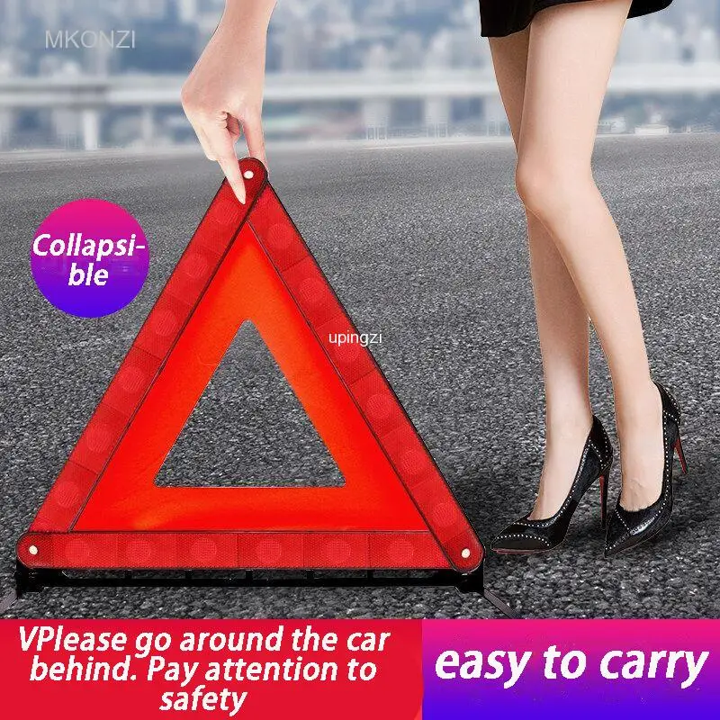 

New Car Emergency Failure Warning Triangle Red Reflective Safety Dangerous Car Tripod Folding Parking Sign Reflector Plate