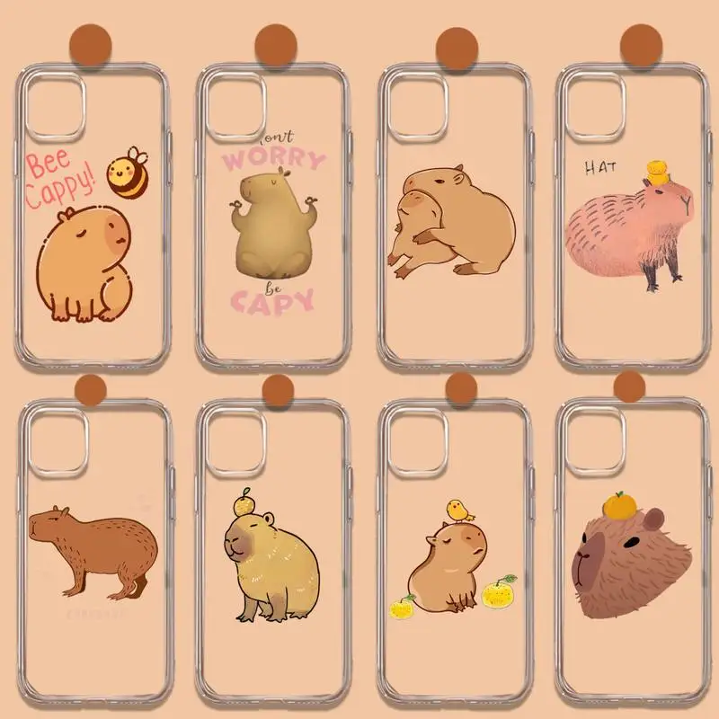 

Be happy Capybara cartoon cute Phone Case Transparent soft For iphone 11 13 12 14 x xs xr pro max mini plus