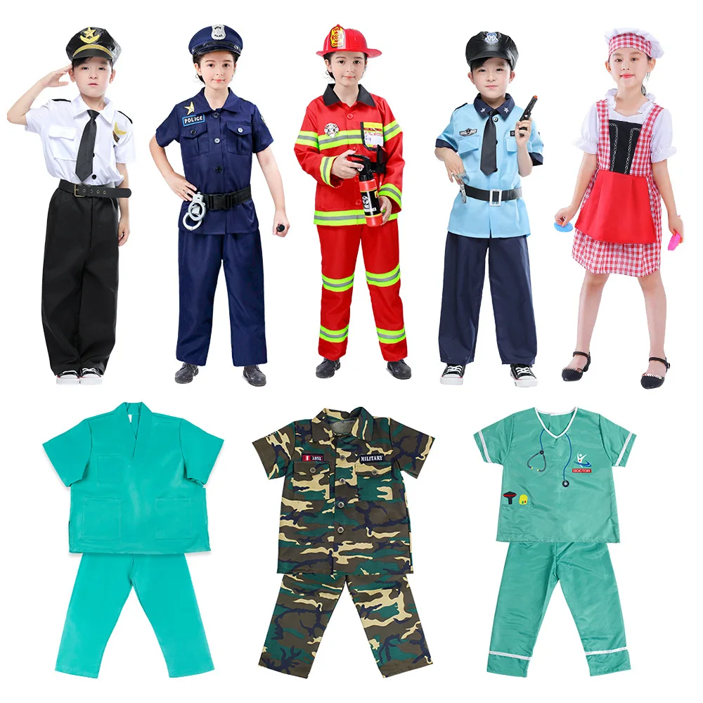 Children's doctor performance suit cosplay kindergarten role-playing chef pilot camouflage performance police suit