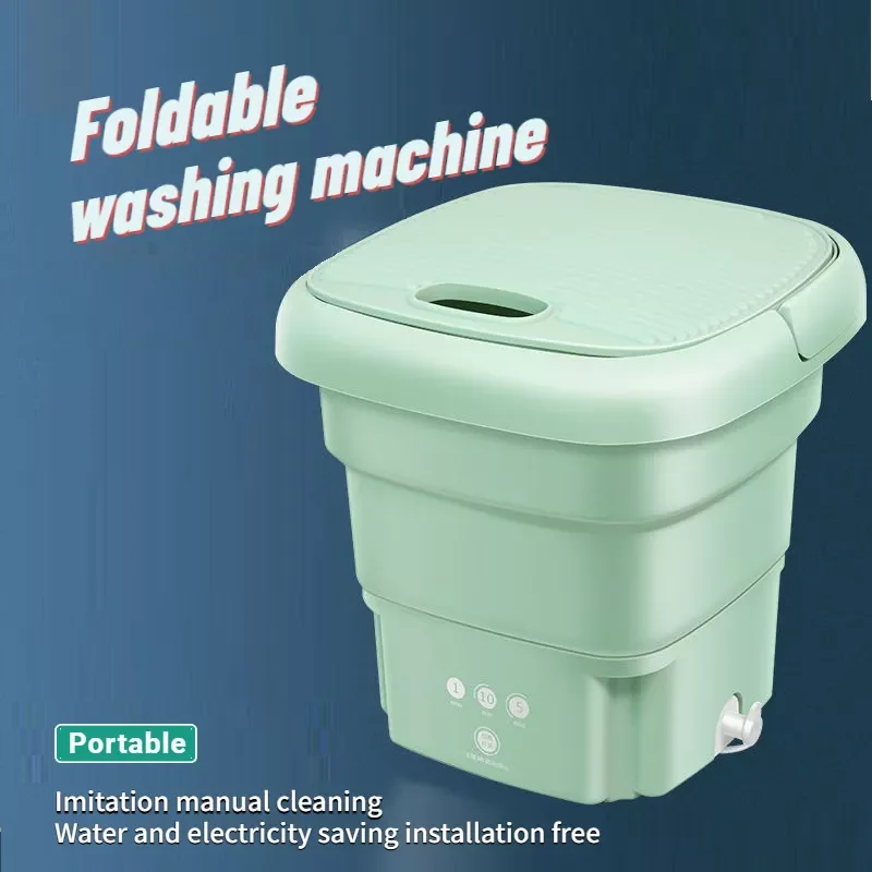 Folding Washing Machine Elution Integrated Mini Washer Portable Special Socks Underwear Underpants Infant Clothing Cleaning enlarge