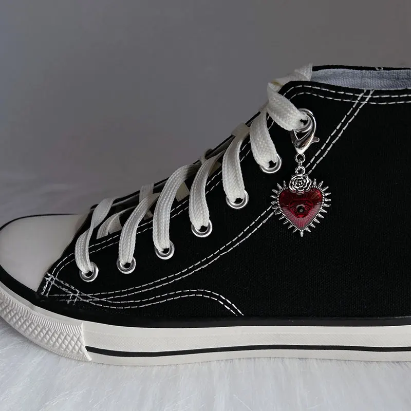 Enamel Goth Rose Flowers Heart Shoe Buckles Turkish Evil Eye Pendant For Shoes Gothic Punk Jewelry Accessories Wholesale Gifts