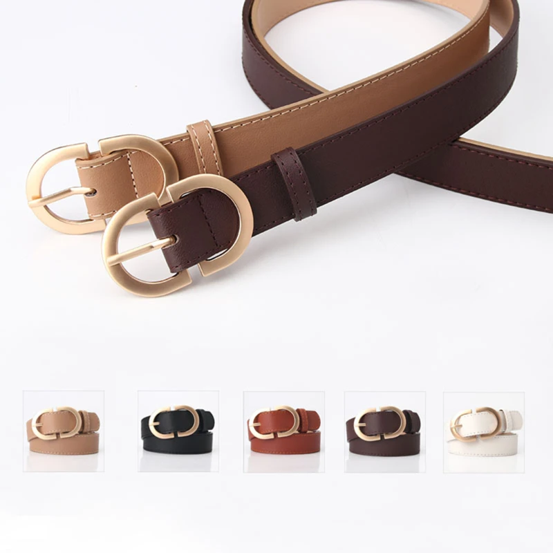 2023 Women Belts New Simple Metal Buckle Belt Multi-Colors Girls Dress Jean Pants Waistband Belts For Lady Luxury Designer Brand