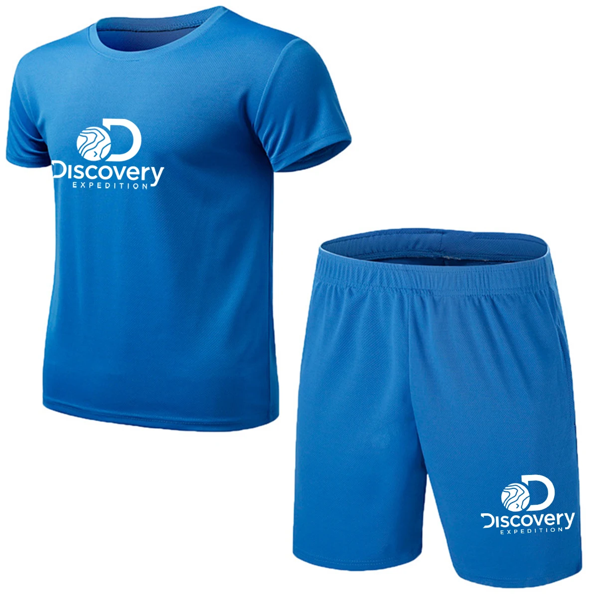 Discovery summer hot sale Short sleeve men's suit men's T-shirt short sleeve + shorts Breathable print 2-piece beach jogging set