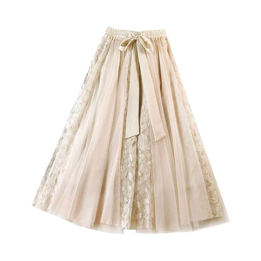 

Женская Изящная кружевная сетчатая юбка с бантом, платье для танцев и даты, женские юбки, Женская кружевная юбка с бантом для девушек