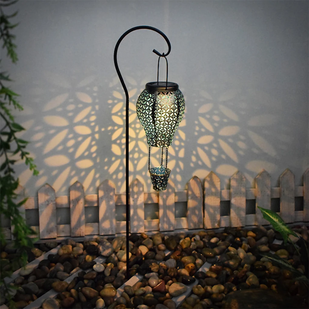 

Solar Hot Air Balloon Landscape Lamp Lighting Lawn Lantern Ground Plug Iron Patio Lanterns Exquisite Hanging Bronze