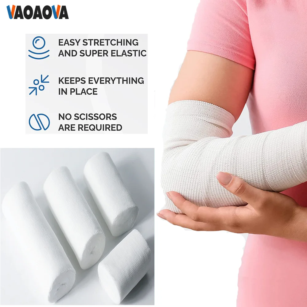 

10 Rolls Gauze Rolls Medical Tape Included Gauze Wrap First Aid Supplies Flexible Gauze Bandage Wound Care Medical Supplies
