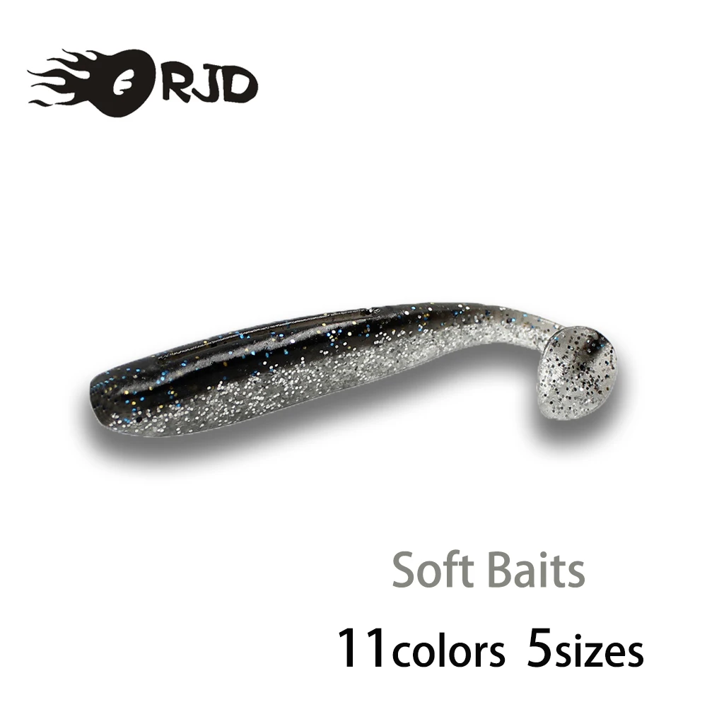 

ORJD Double Color Soft Fishing Lures Silicone Crank Artificial Wobbler Swimbaits Saltwater Jig Worm Baits Set Track Accessories