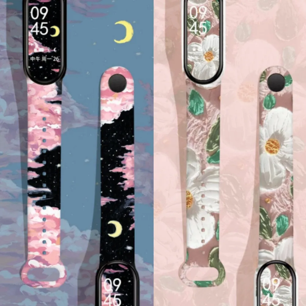 Print Drawing Pattern Style Silicone Sport Strap For Xiaomi Mi Band 7 6 5 Wristband Replacement watchband miband 7 bracelet
