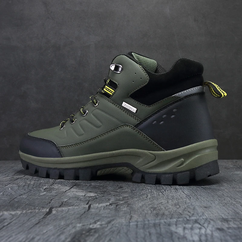 Men's Waterproof Leather Hiking Shoes Non-slip Wear-resistant Outdoor Travel Walking Sneakers Fashion Climbing Boots