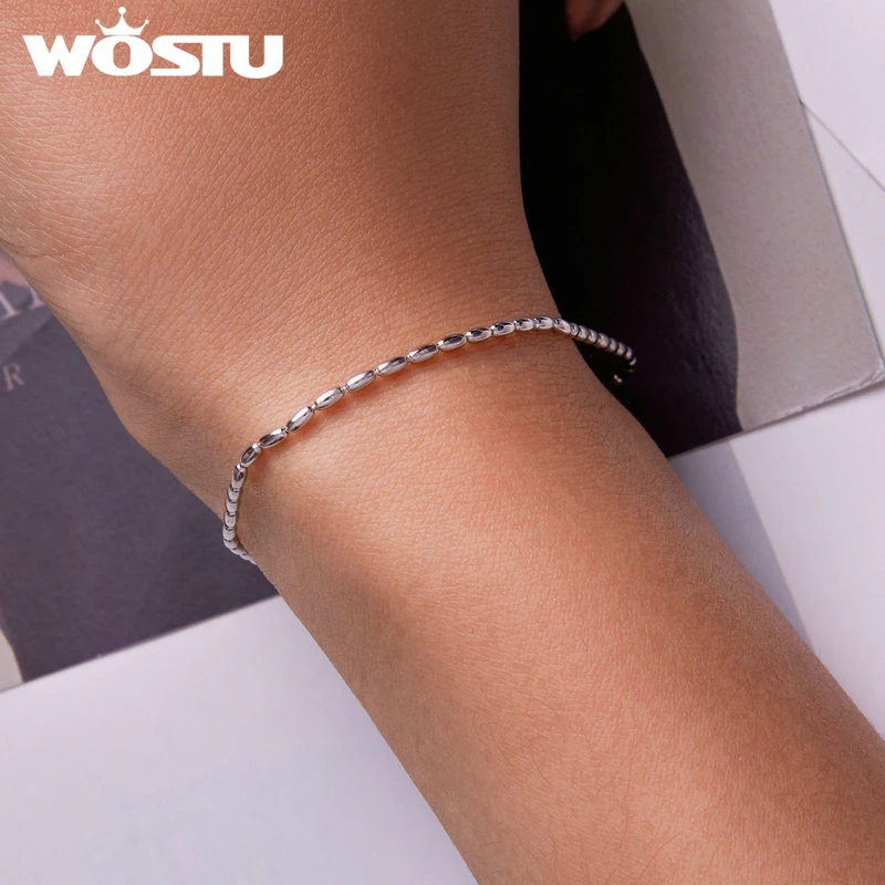 Женские классические браслеты-цепочки WOSTU из стерлингового серебра 925 пробы с