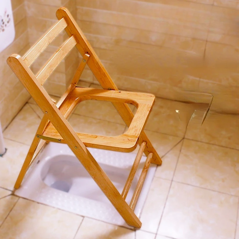 

Solid Wood Elderly Disabled Pregnant Women Poop Stool Bathroom Foldable Mobile Footstool Squat Toilet Portable Toilet Chairs