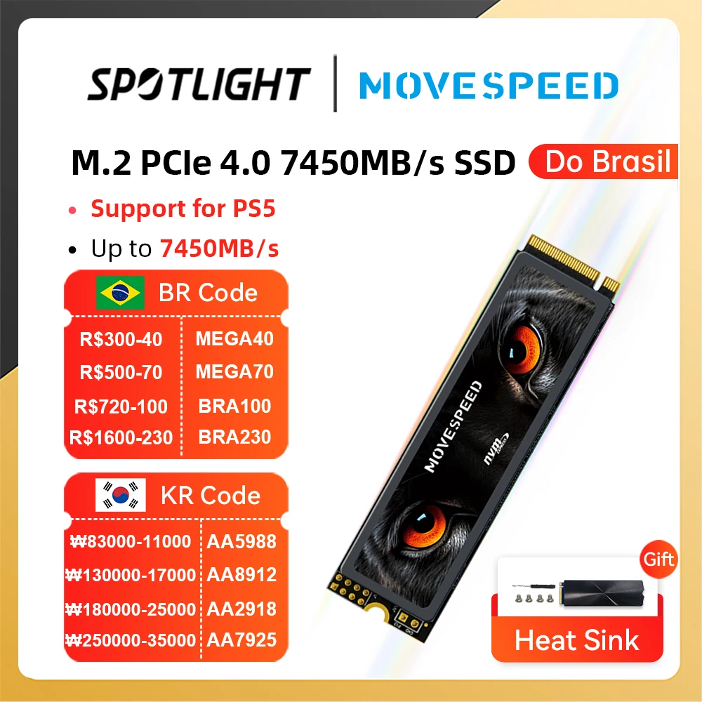 MOVESPEED 7450 Мб/с SSD NVMe M.2 2280 4 ТБ 2 ТБ 1 ТБ Внутренний ...