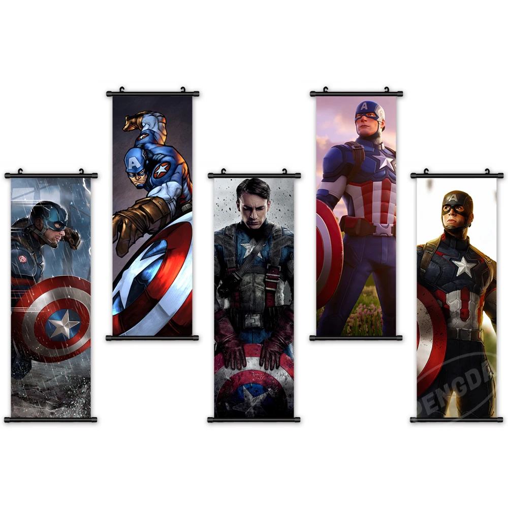 

Home Decoration Prints Captain America Wall Art Poster The Avenger Canvas Pictures Plastic Scroll Hanging Painting Living Room