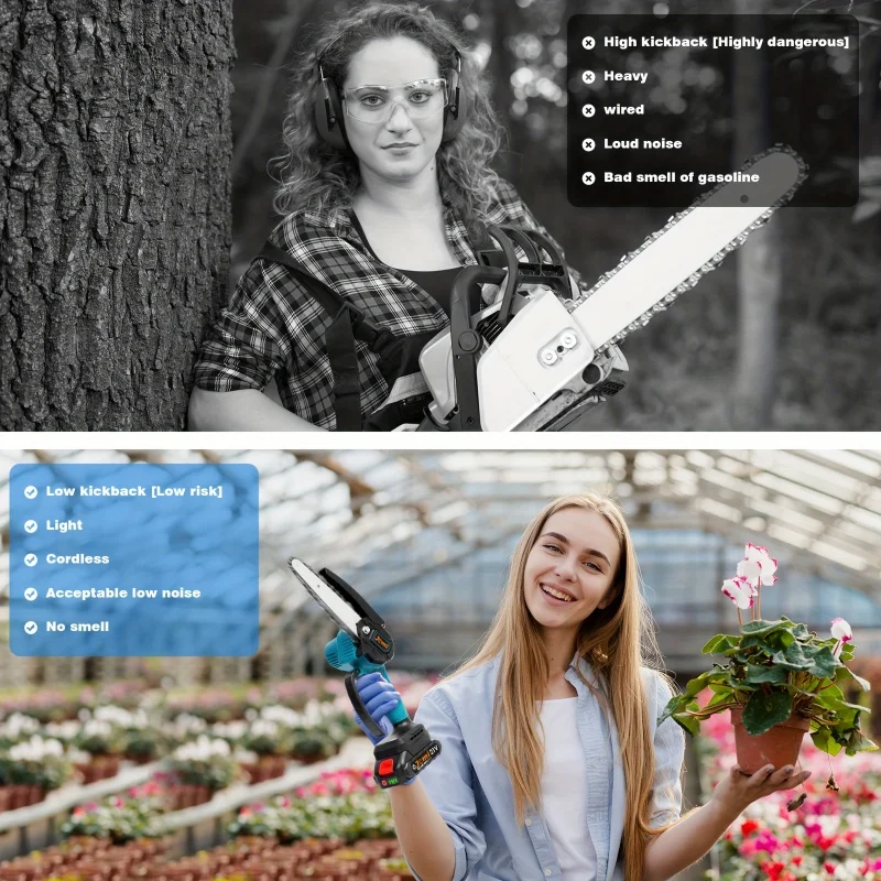 1 шт. портативная бензопила 2 цепи 1/2 батарей