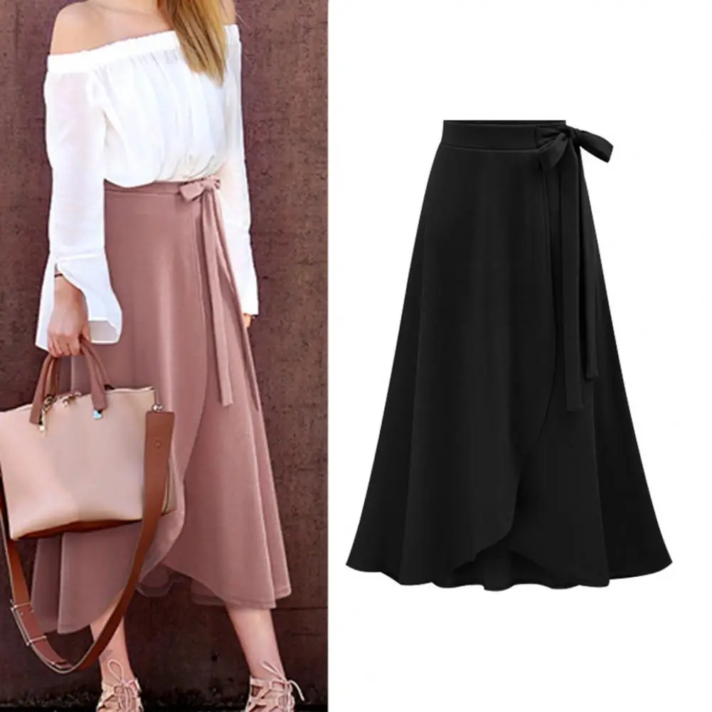 

Elegant Fashion Solid Color High Waist Bandage Skirt Clothes Women Skirt Irregular Hem for Gathering