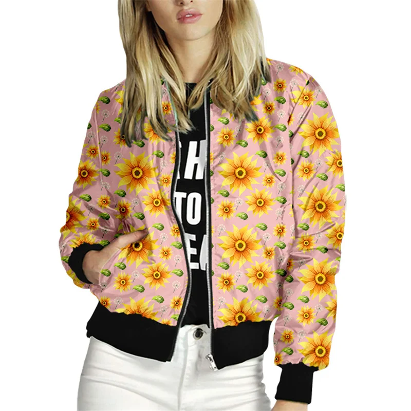

Spring Summer Women Jackets Print Ladies Coats Zipper Long Sleeve Streetwear New Fashion Casual Female Outwear