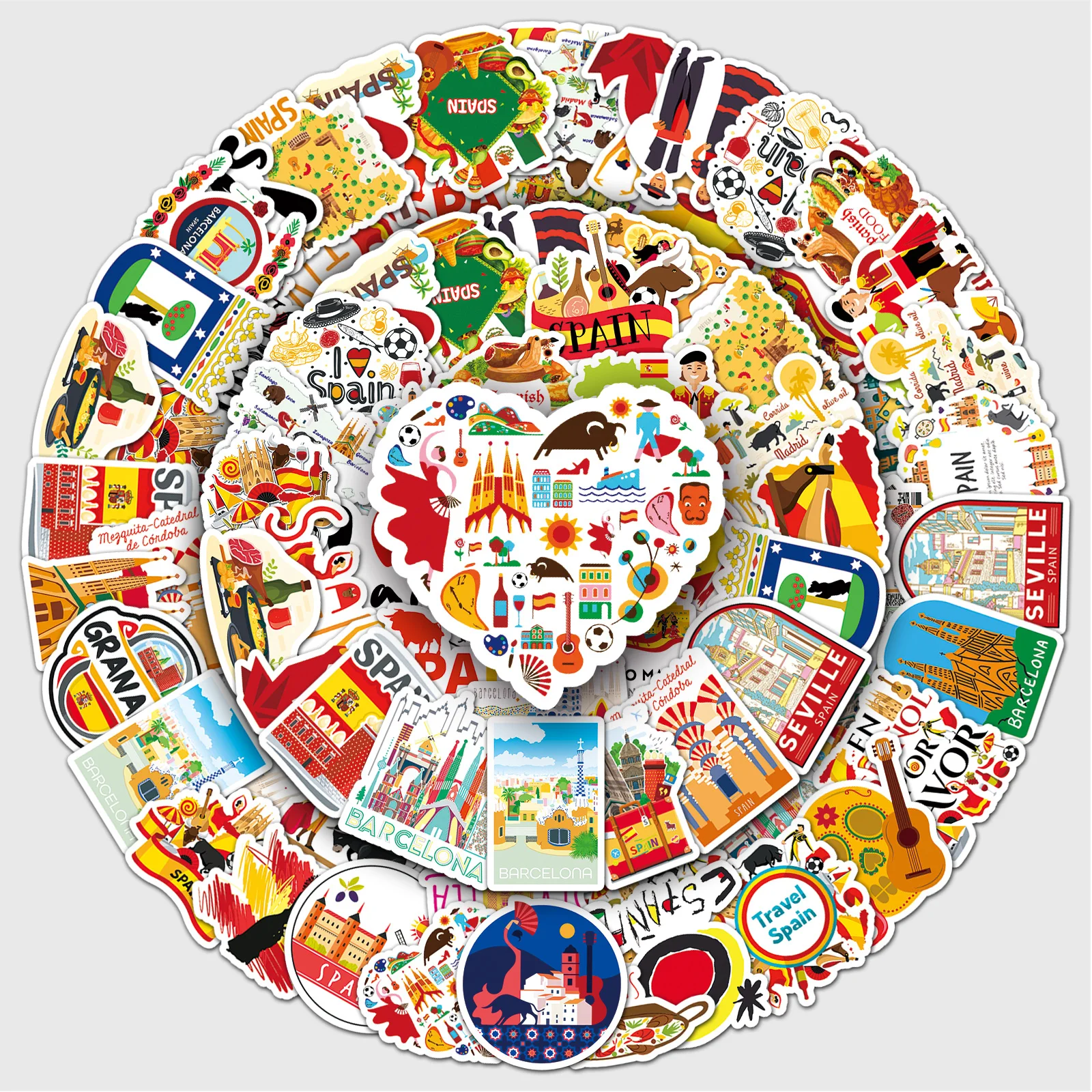 

50 шт., испанская серия, милая водонепроницаемая наклейка с героями мультфильмов, скейтбординг, сноуборд, ретро виниловая наклейка для дома, наклейка