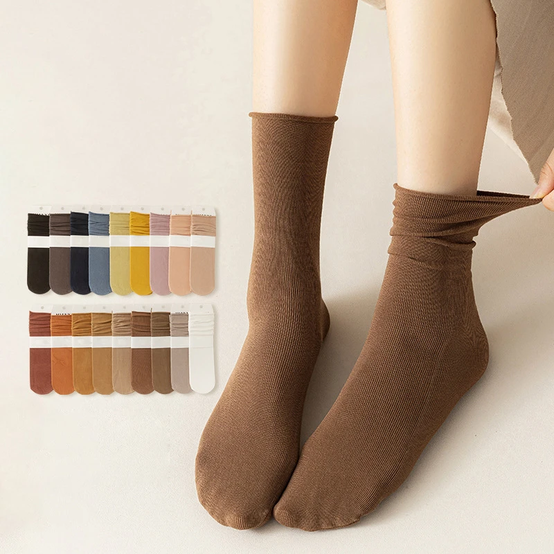 

Spring/Summer Thin Combed Cotton Mid Tube Socks JK Lefu Shoes and Socks Solid Color Versatile Long Tube Stacking