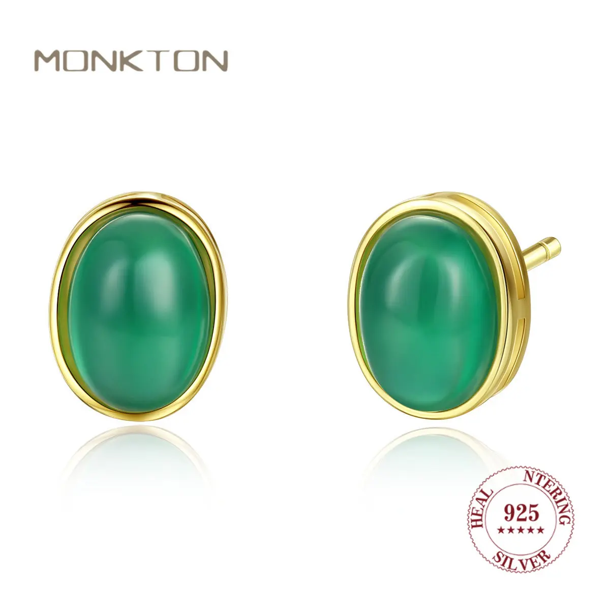 

Женские серьги-гвоздики Monkton из серебра 925 пробы с зеленым агатом