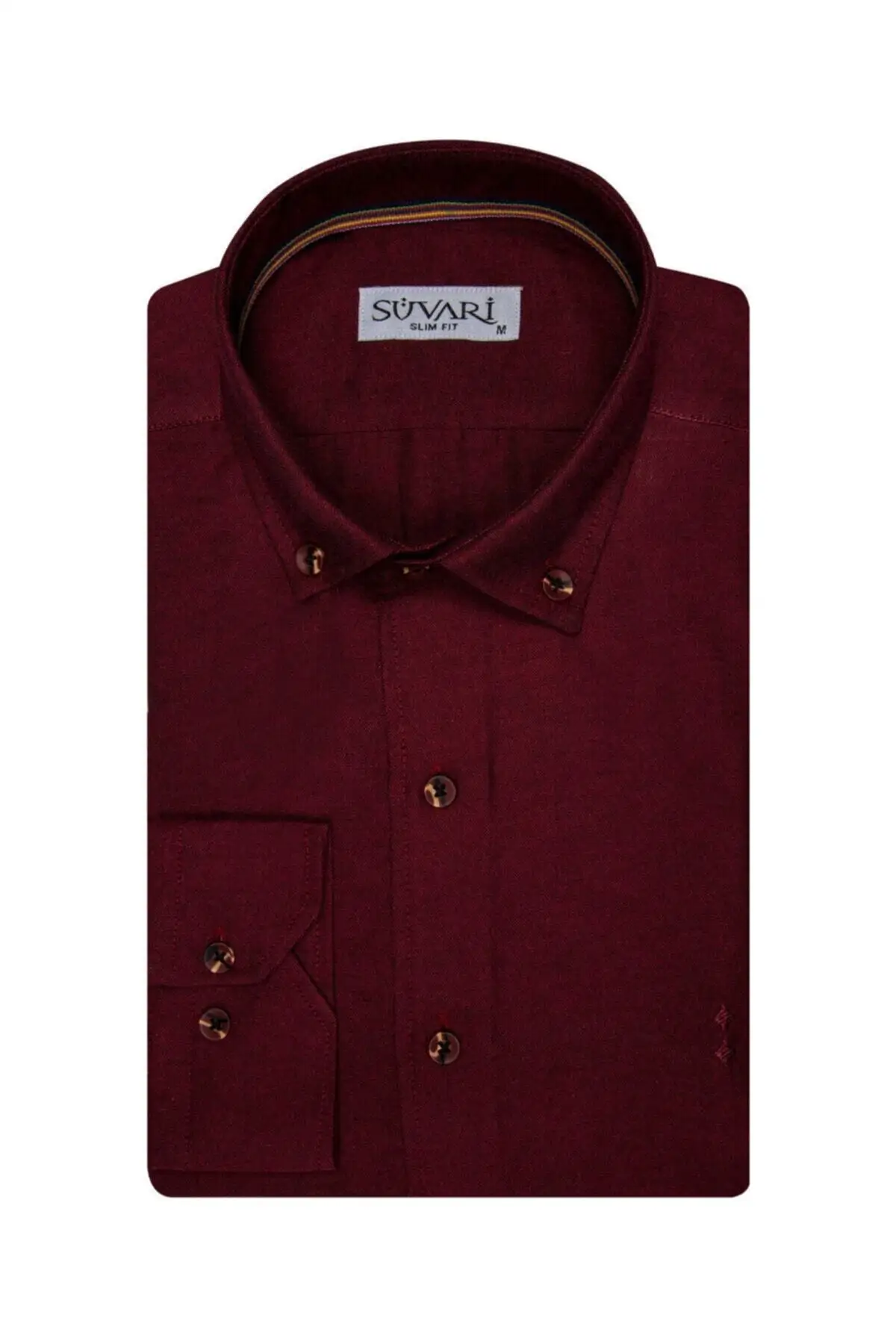 

Мужские рубашки Slim fit oxford темно-бордовые