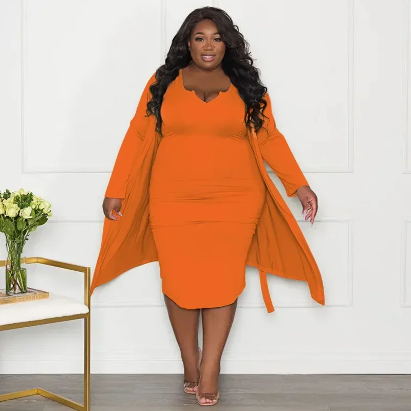 KEXU Женский комплект больших размеров с открытой строчкой макси-топ длинными