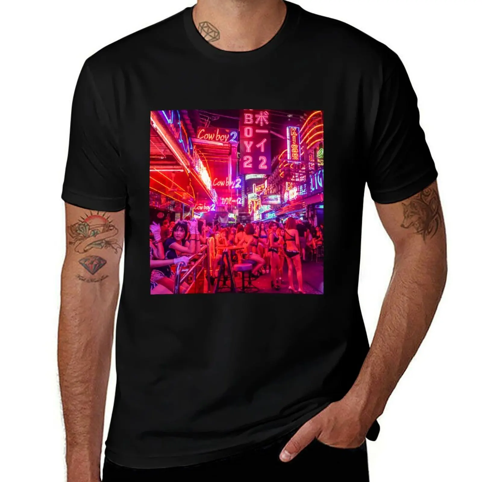 Фото Футболка Soi Cowboy II в стиле Bangkok, мужская повседневная футболка, футболка с индивидуальным принтом для мужчин, 100% хлопок №1