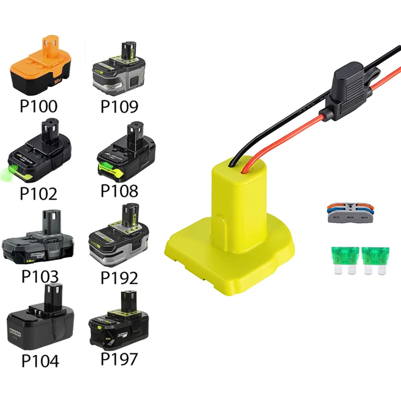 

For Ryobi One Plus 18V battery adapter DIY lithium-ion battery for electric tools 12AWG cable connector P108 RB18L50