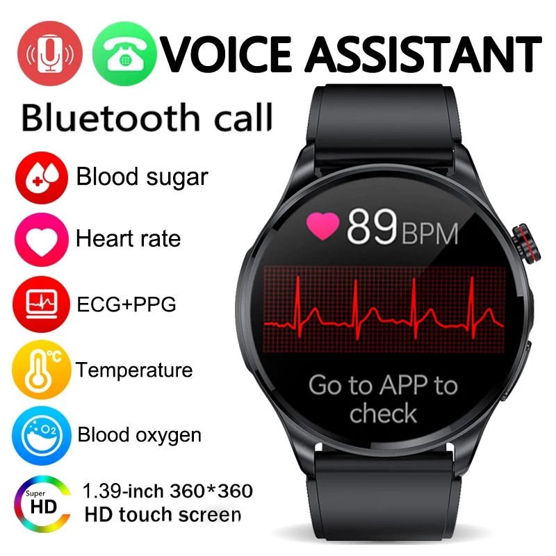 

2023 Bluetooth Смарт-часы с функцией вызова, ЭКГ + ППГ, неинвазивные часы с Глюкометром, мужские часы с пульсометром, умные часы для здоровья для ...
