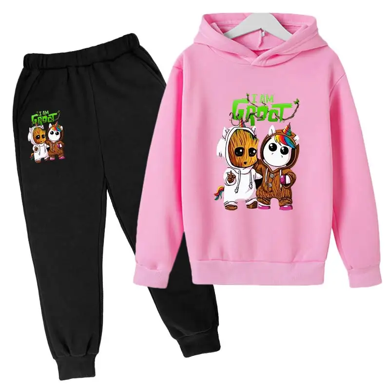 

Children's clothes Cartoon groot- Hooded pant set Kids Hoodies for Boys Girls cosplay anime Pullover Sweatshirt Children Clothes