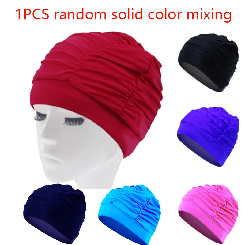 

New Women Swimming Cap Girl Long Hair Bathing Swimming Caps Hat Stretch Drape Swim Pool Seaside Water Sport Elastic Nylon Turban