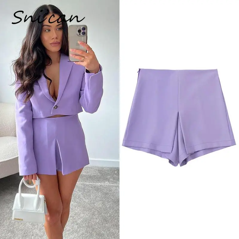 

Purple Women Shorts Skirts Fashion Spring Summer Elegant Office Ladies Bottom Jupe Faldas Mujer 2022 Pantalon Pour Femme New