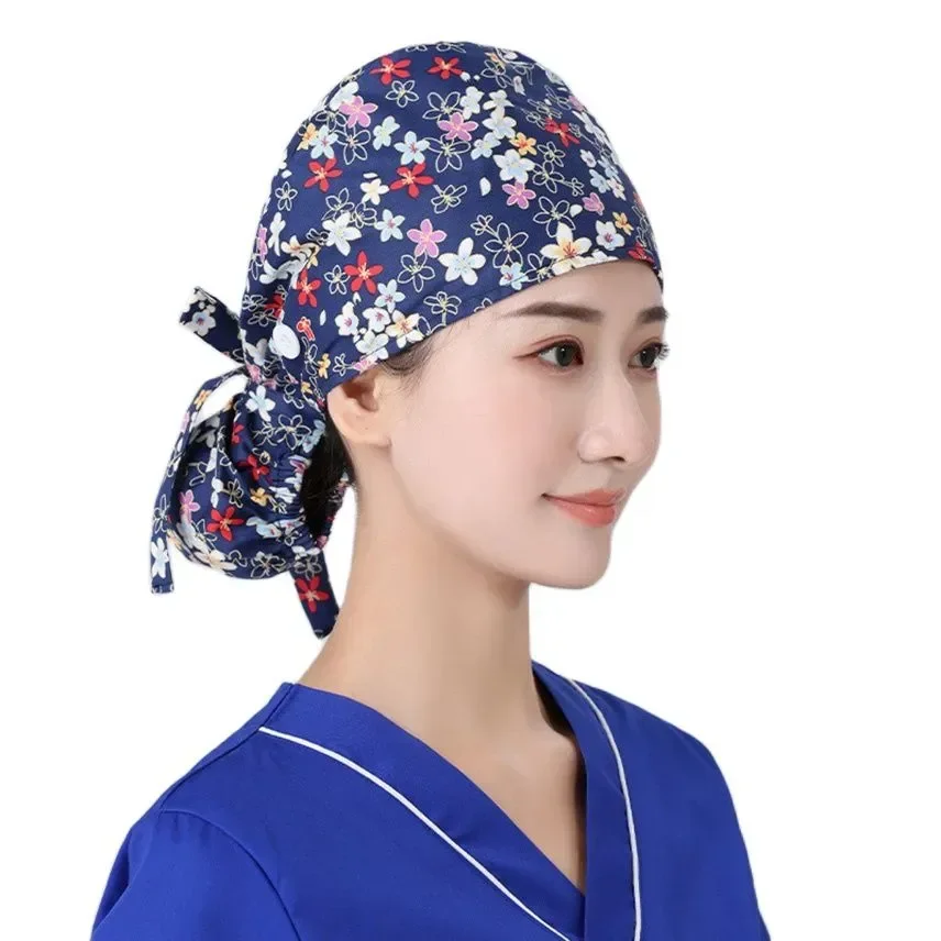 

Caps Woman Vintage Print Cotton Dentistry Veterinary Beauty Salon Working Clothes Clinical Hat Nurse Accessories
