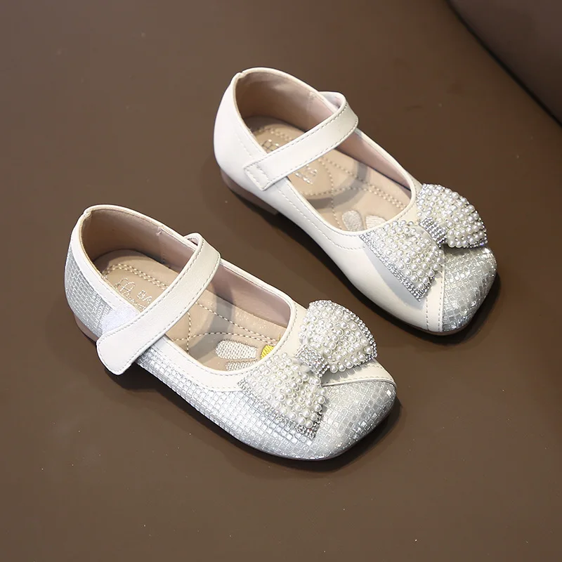 

Kids Girls Leather Shoes Vintage British Children's Leather Shoes Spring Bow Soft Sole Baby Flats Shoes Princess Mary Jane Shoes
