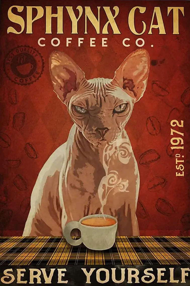 Кошачий знак Декор Sphynx Cat Soffee Co. Подарите себе est. кошачьи художественные проекты
