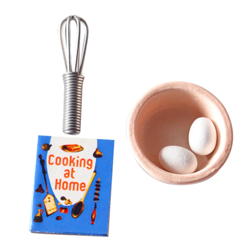 

1 Set of Decorative Mini Egg Beater Miniature Egg Bowls Mini House Accessories
