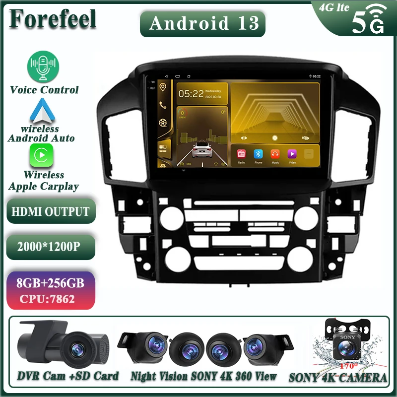 

Android 13 для Lexus RX300 XU10 1997-2001 2002 2003 мультимедийный плеер Автомобильный без DVD радио GPS автомобильный Автомагнитола навигация № 2DIN