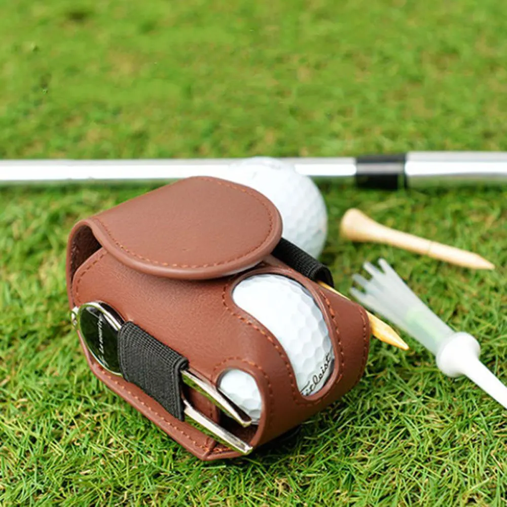 Mini Pocket Leather Golf Ball Storage Pouch Portable Golf Waist Holder Bag Mini Golf Ball Container Waist Storage Bag