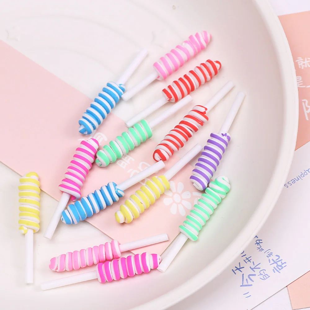 

10Pcs/Bag Roll Candy Nail Art Decoration Oversize Kawaii Sweet Lollipop Charms Korean Resin Nail Parts Manicure Accessories WR-4