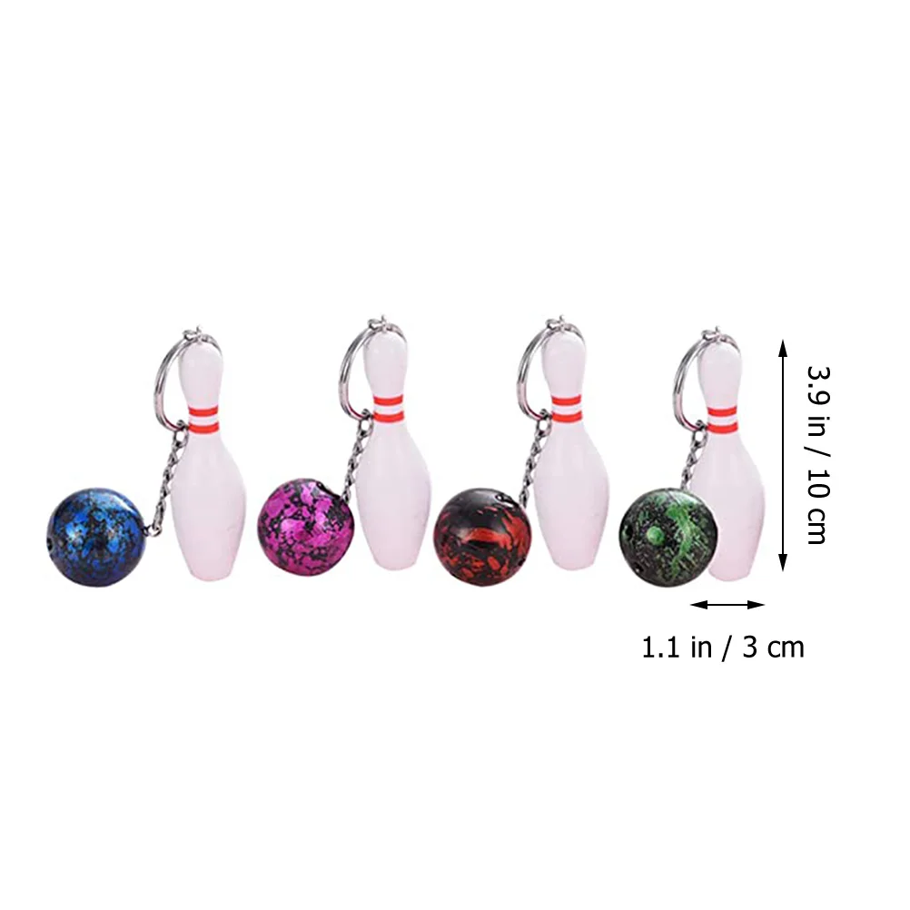 4 Pcs Bowling Keychain Keychain Kids Bowling Souvenirs Fine Mini Keychain Keepsakes Abs Keychains Ornaments Miss