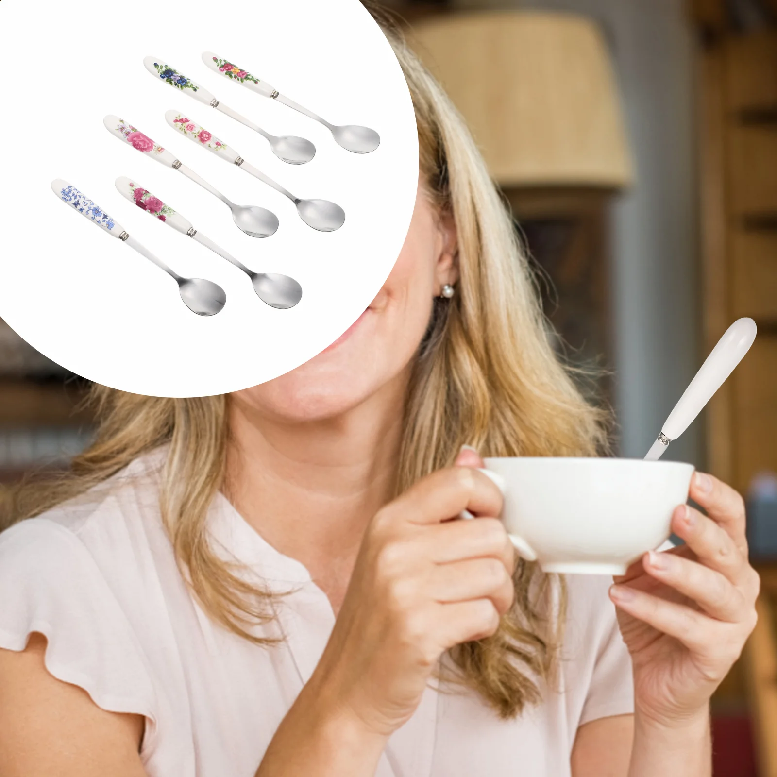 

Spoons Spoon Ceramic Handle Grapefruitteaspoons Tea Cute Coffee Iced Rice Small