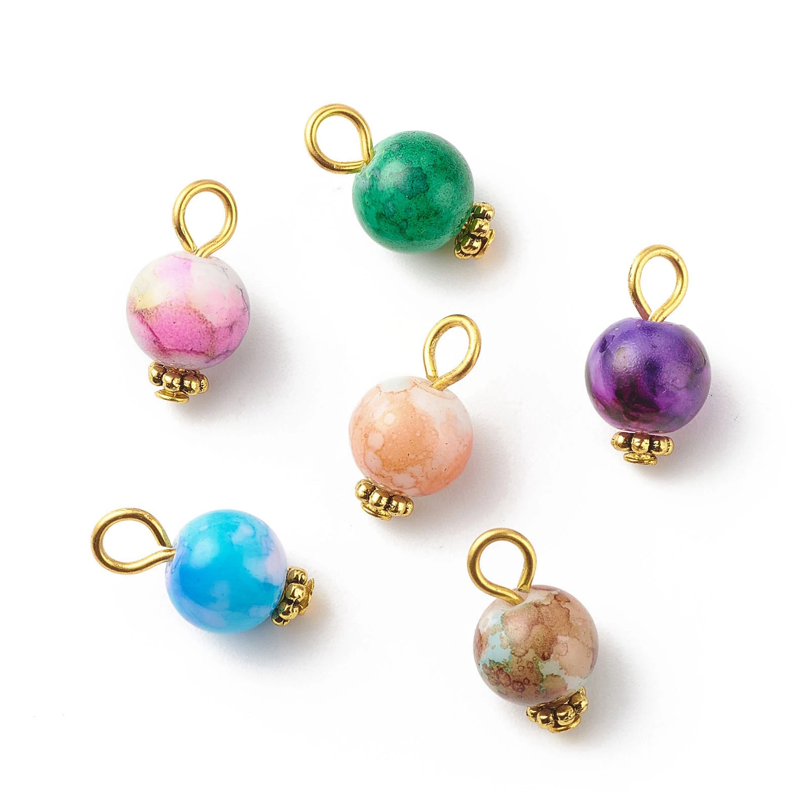 

100 шт. разноцветная полимерная подвеска с распылителем, маленькая полоска, круглая подвеска для браслета, ожерелья, аксессуары «сделай сам», изготовление модных ювелирных изделий