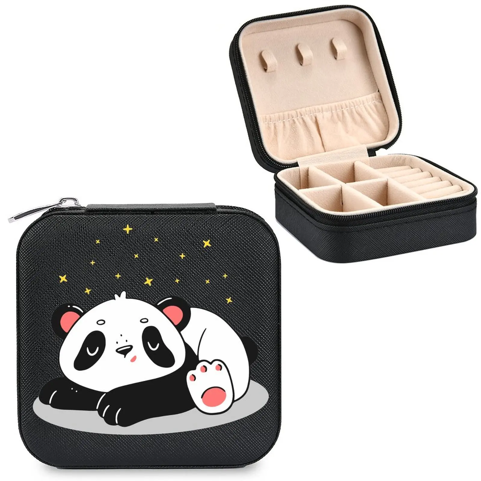 

Шкатулка для ювелирных изделий, портативный органайзер для ожерелий, колец, сережек, дорожный, с милым рисунком панды для женщин и девушек