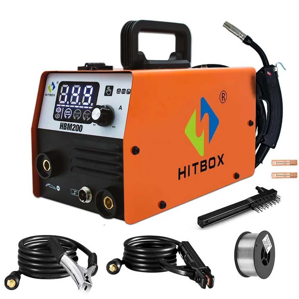 HITBOX HBM200 2 in1 MMA Mig Semi-Automatic Welding Machine Inverter Welder Synergy Decoration Tool Without Gas Welding Machine