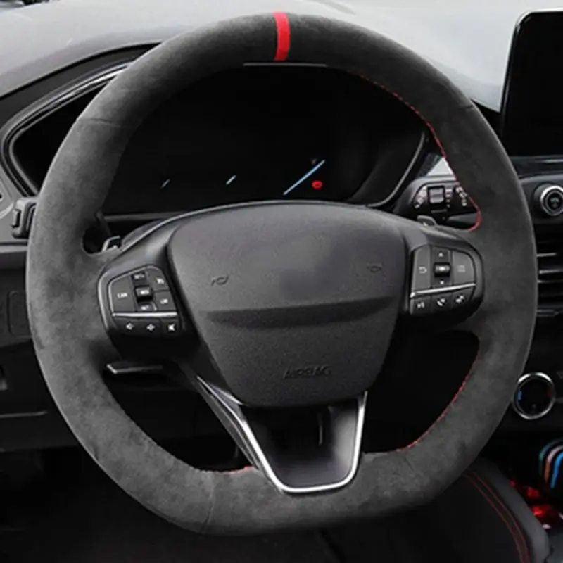 

Customized high quality Non-Slip Suede Leather Car Steering Wheel Cover For Ford Focus ST ST-Line 2019-2020