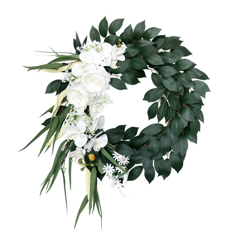 

Artificial Phalaenopsis Wreath Christmas Wreath for Front Door Wall Windows Wedding Party Farmhouse Home Decoration